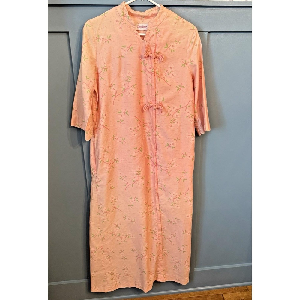 Authentic Vintage Evelyn Pearson Lounging Apparel Medium Peach Cherry Blossom